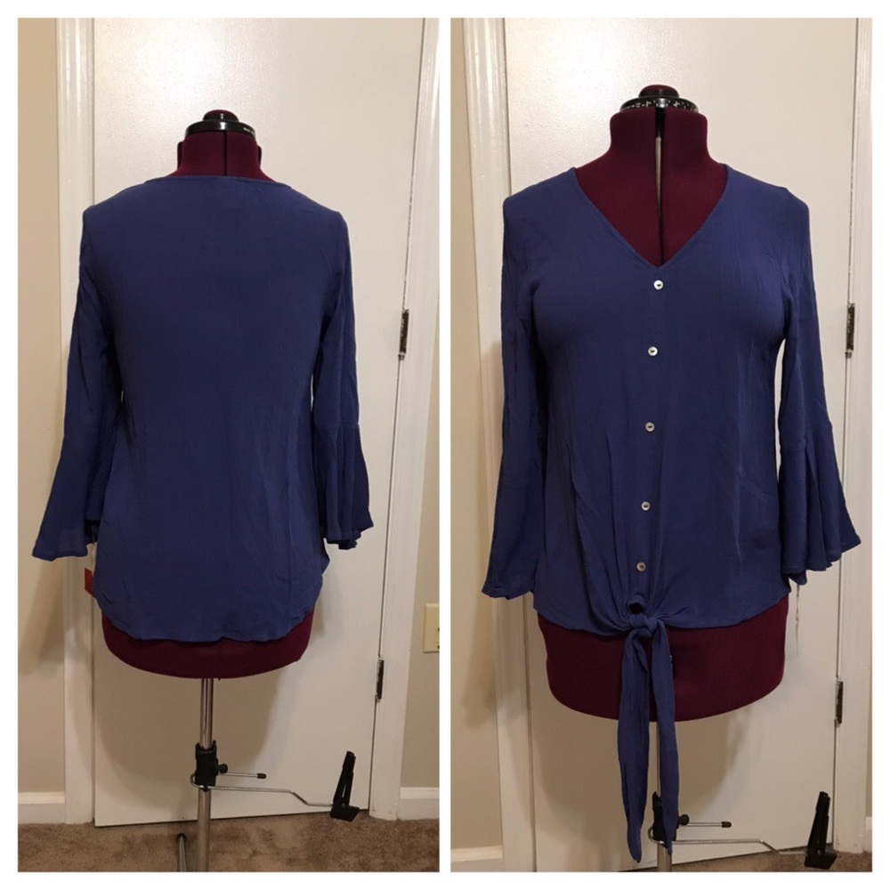 NWT Mossimo Front Button bell sleeves Purple Tunic Top Women’s